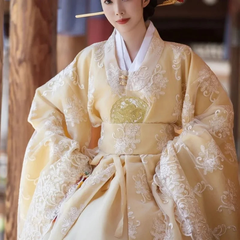 Hanbok Modern Set - giallo abbigliamento coreano donna costume tradizionale