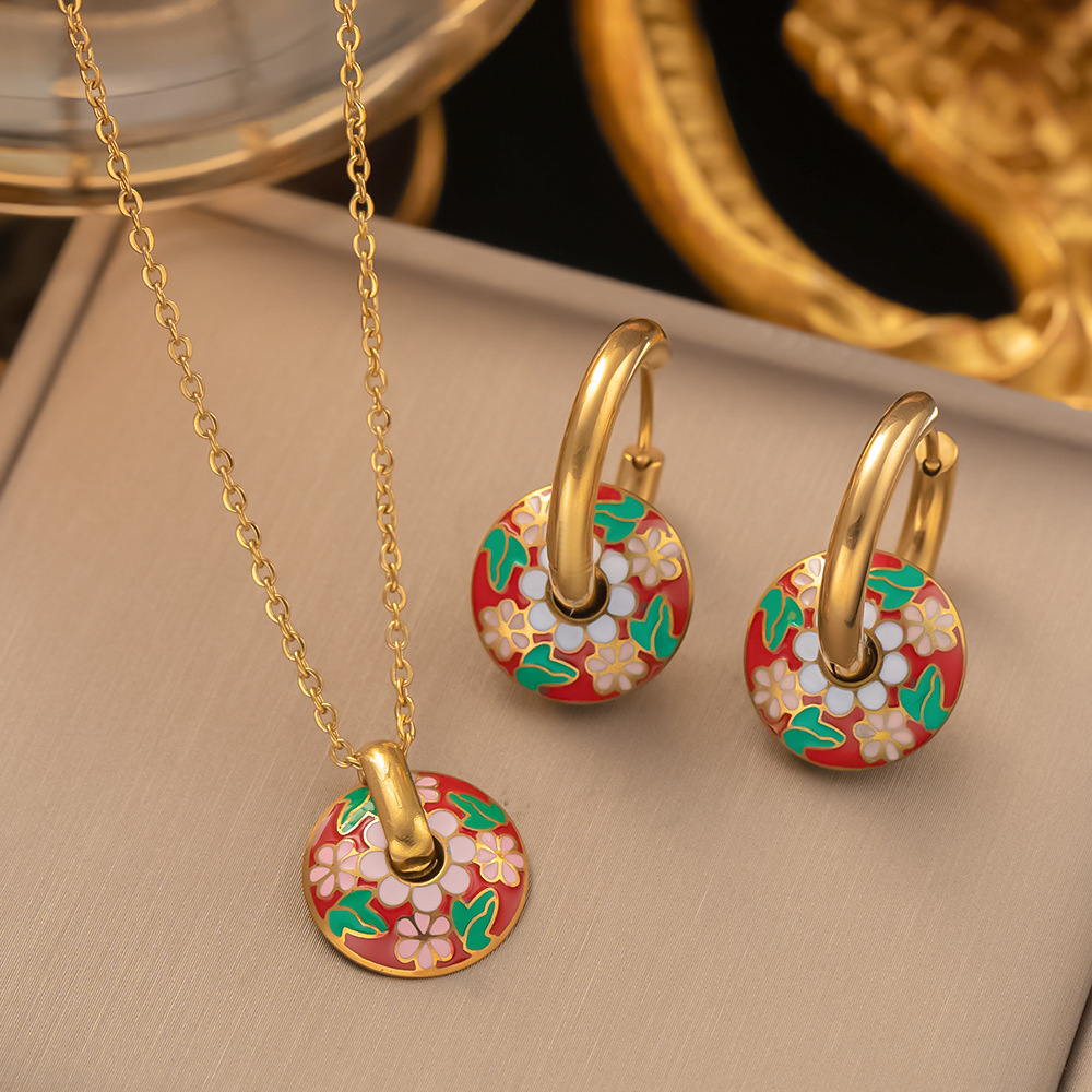 Ethnic Fashion Trend - Orecchini con ciondolo rotondo a forma
