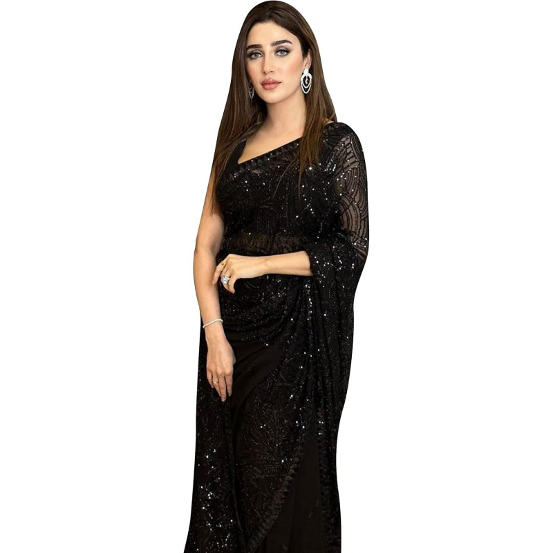 Sari in Georgette con Ricami d - Saree Georgette Women recensione e prezzo