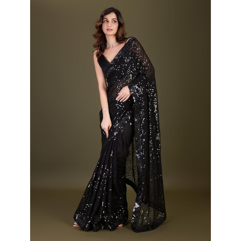 Sari in Georgette con Ricami d - Saree Georgette Women recensione e prezzo
